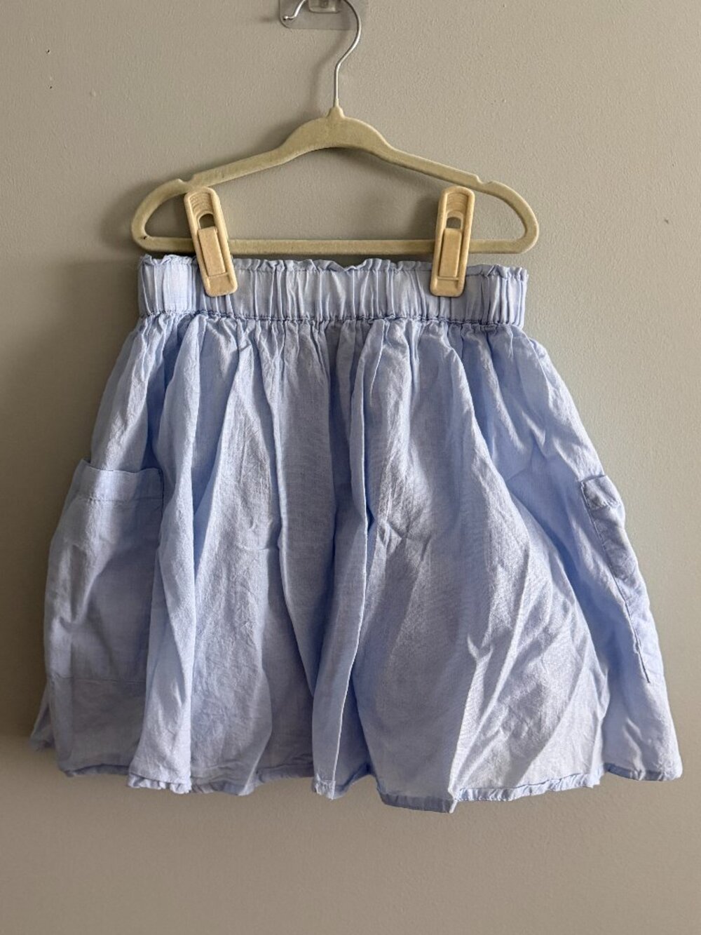 Creamie Light Blue Cotton Skirt with Underskirt Lining Size 8